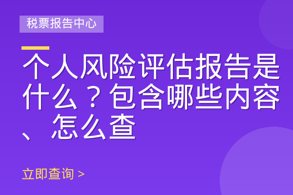 个人风险评估报告是什么？包含哪些内容、怎么查